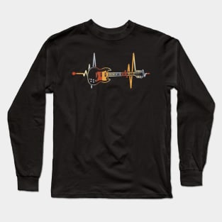 Vintage Retro Heartbeat Guitar Music Lover Long Sleeve T-Shirt